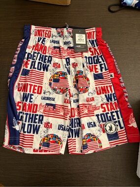 Flow Society Boy’s USA Flag Print Athletic Shorts - Red, White & Blue